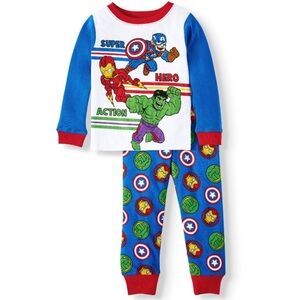MARVEL AVENGERS COTTON PAJAMA SET - BLUE MULTI SIZES (NEW WITH TAGS) A12